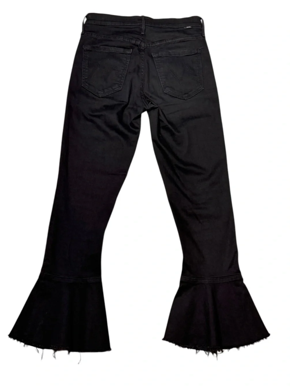 Mother The Cha Cha Fray Crop Flare Jeans Black Size 26 - Picture 4 of 12